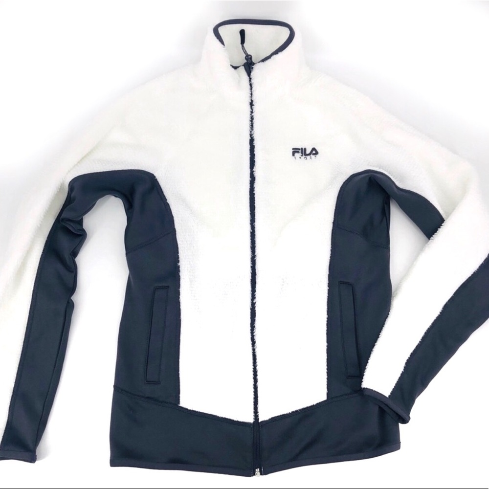 NWOT Fila Sport White Black Soft Fleece Jacket SM